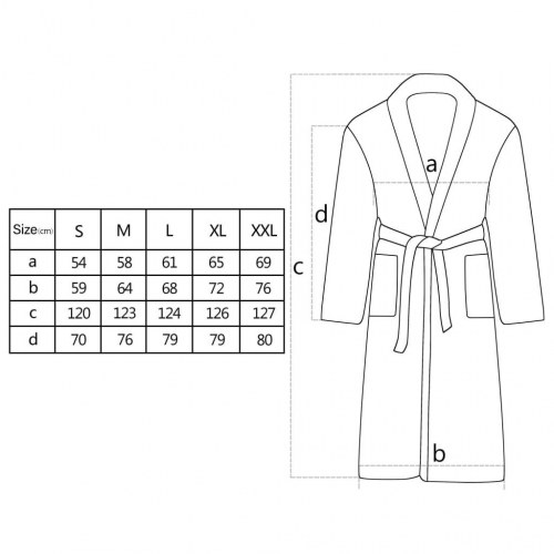 Frottebadekåbe unisex 100 % bomuld hvid L