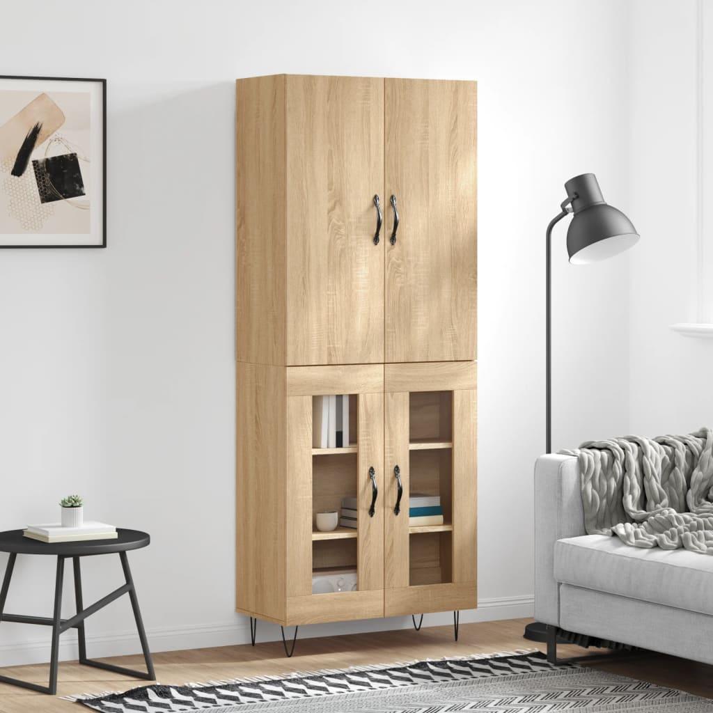 Højskab/skænk 69,5x34x180 cm - konstrueret træ i sonoma-eg billede