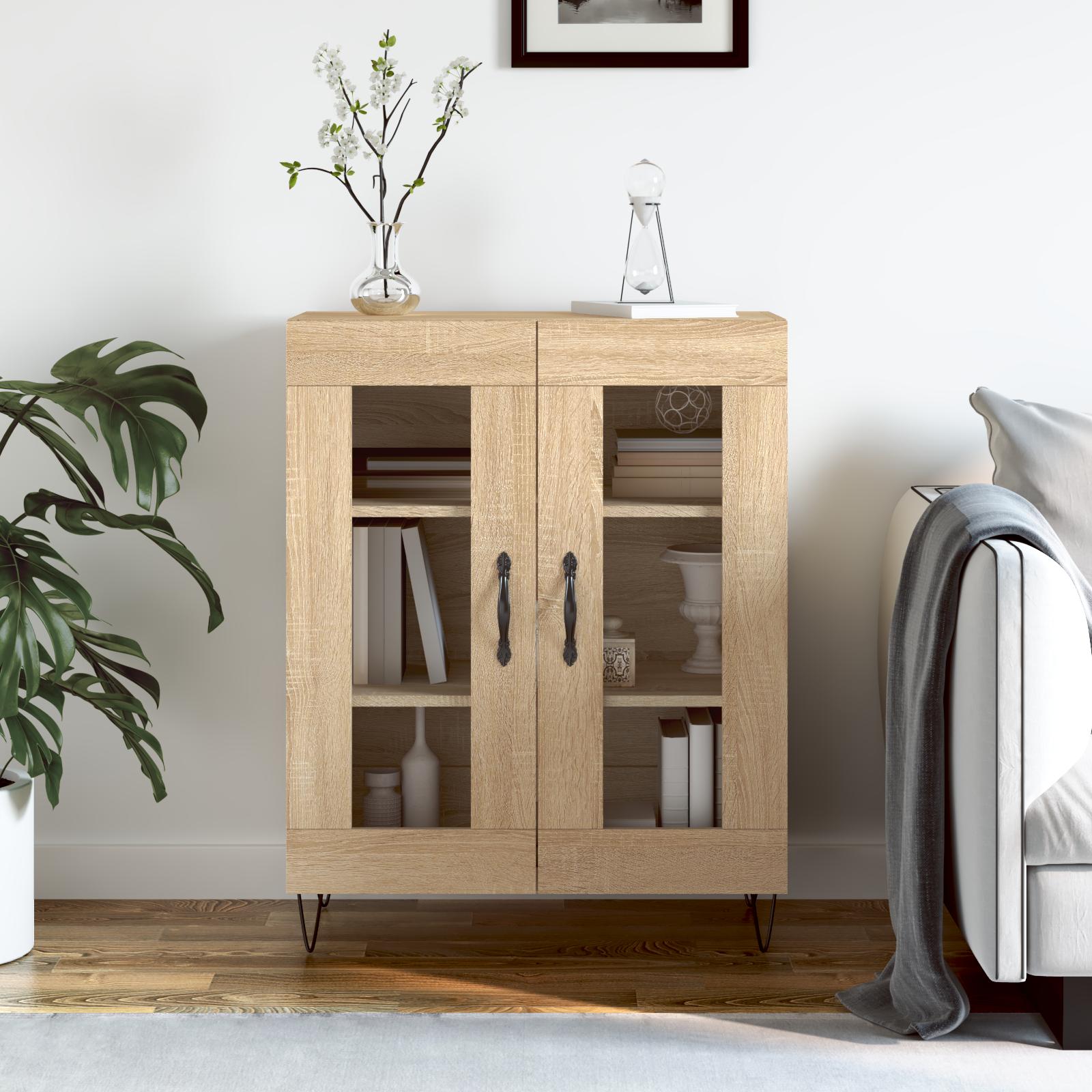 Skænk 69,5x34x90 cm konstrueret træ sonoma-eg billede