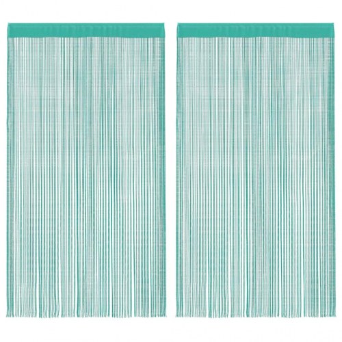 Trådgardiner 2 stk. 100 × 250 cm - turkis snoregardin