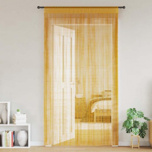 Trådgardiner 2 stk. 140×250 cm - gylden snoregardin med stanglomme