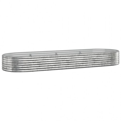 Plantekasse i galvaniseret stål 322 x 100 x 36 cm - sølvfarvet