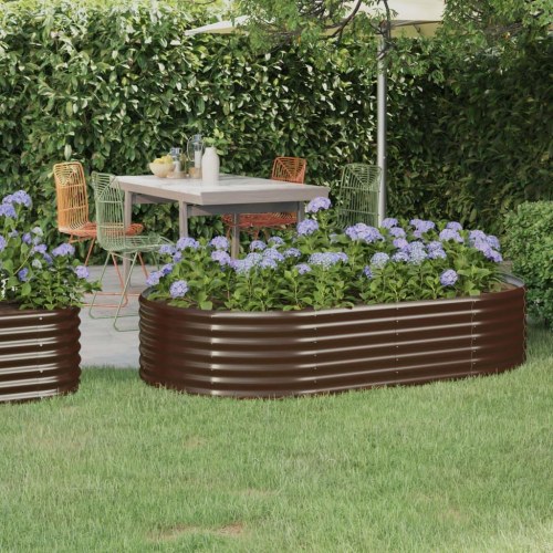 Plantekasse oval 175 x 100 x 36 cm galvaniseret stål - brun