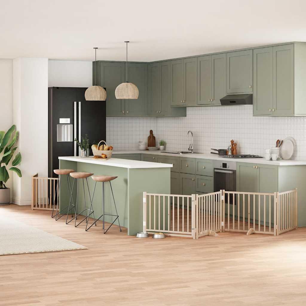 Hundelåge med dør 10 paneler 800 cm foldbar poppeltræ