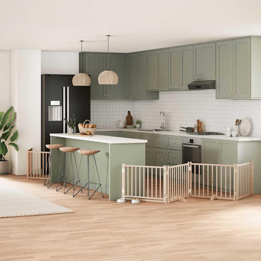 Hundelåge med dør 8 paneler 640 cm foldbar poppeltræ