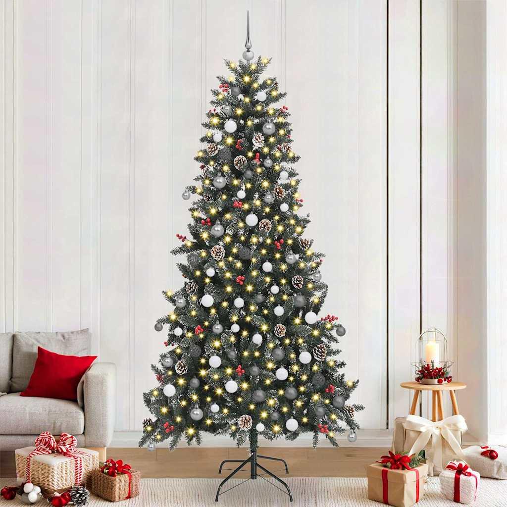 Kunstigt juletræ med 300 LED'er Grøn 129.5 x 129.5 x 240 cm billede