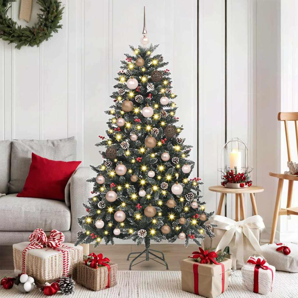 Kunstigt juletræ med 150 LED'er Grøn 83,5 x 83,5 x 150 cm billede