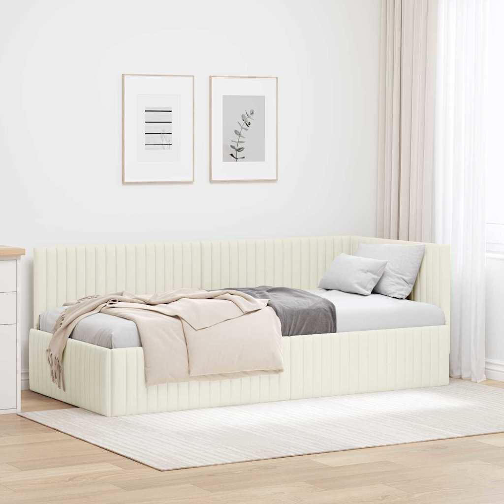HjÃ¸rnesengramme med hovedgÃ¦rde - creme flÃ¸jl, 90 x 190 cm billede