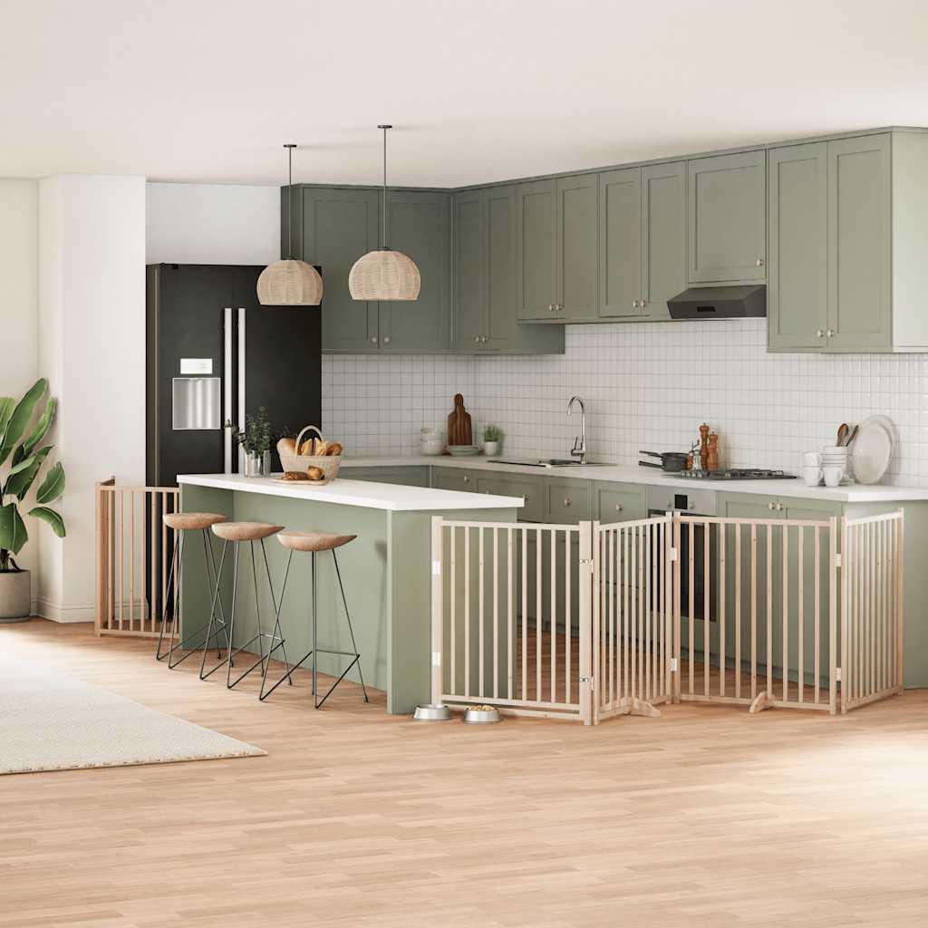 Hundelåge med dør 10 paneler 800 cm foldbar poppeltræ