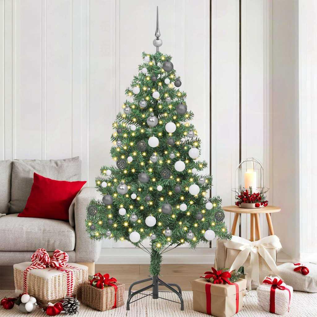 Juletræ med 300 LED'er med stativ Grøn 180 cm PVC billede