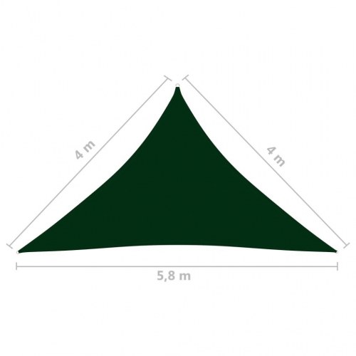 Solsejl trekant 4 x 4 x 5,8 m - mørkegrøn oxfordstof