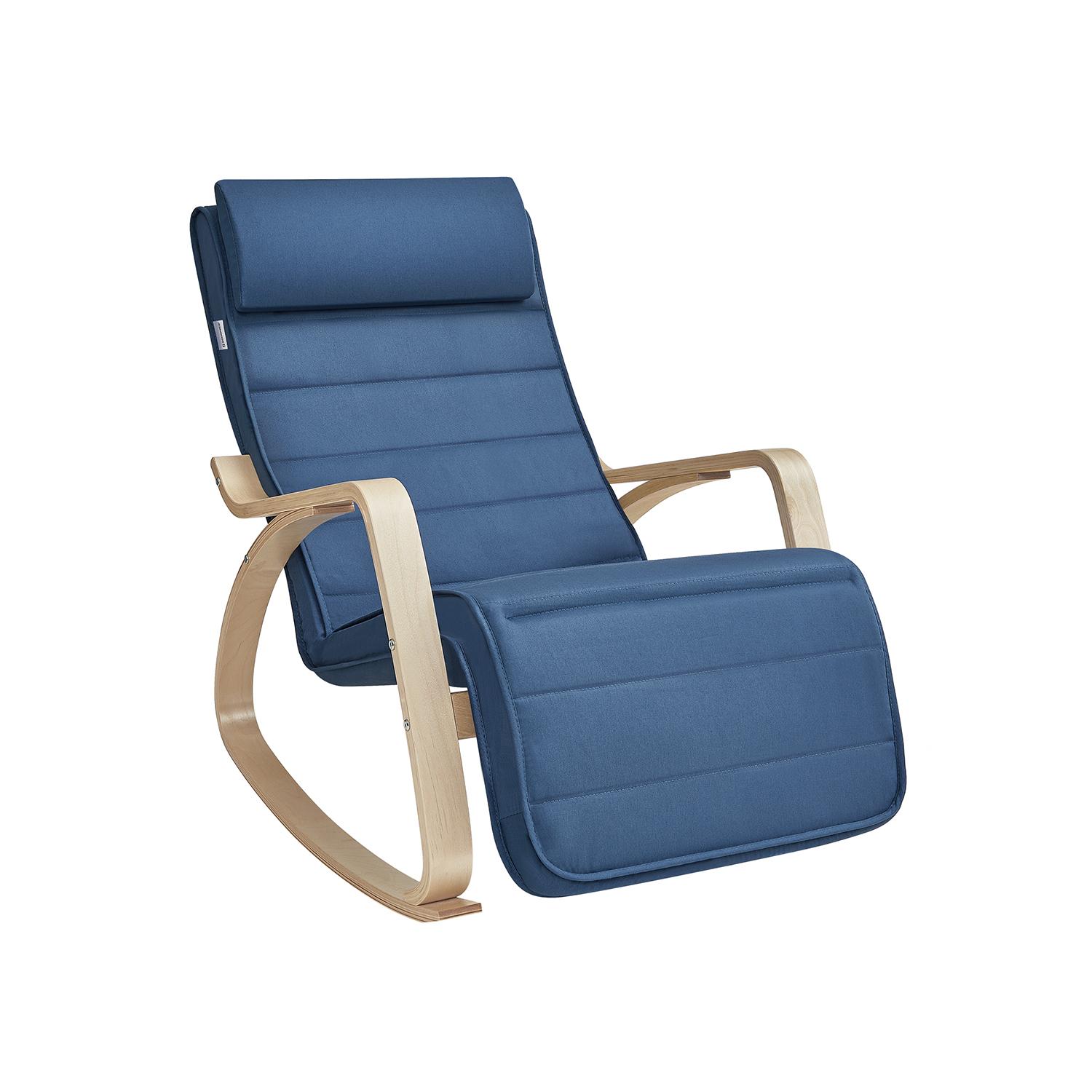 Gyngestol med fodstøtte – SONGMICS LYY010Q01, birketræ, 5 positioner, midnatsblå