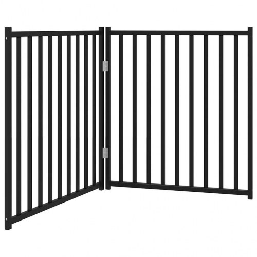 Foldbar hundelåge med 2 paneler - massivt gran, 150/160 cm, sort