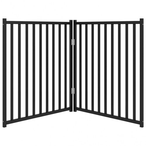 Foldbar hundelåge med 2 paneler - massivt gran, 150/160 cm, sort