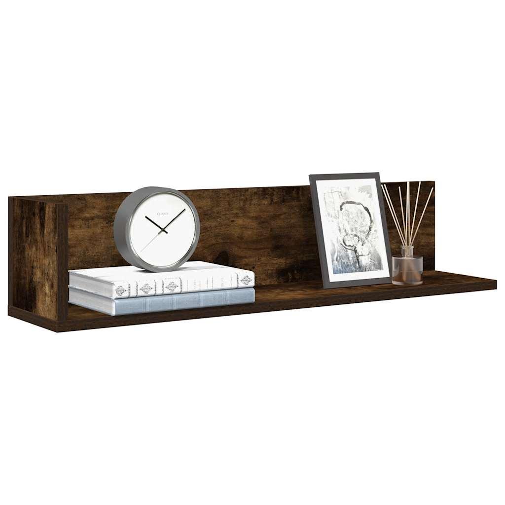 Væghylder 2 stk. 75x16,5x16,5 cm konstrueret træ røget egetræ