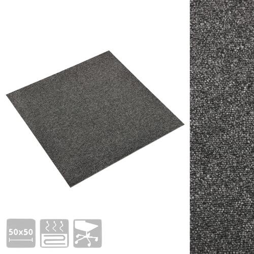 Tæppefliser 20 stk. 5 m² 50x50 cm antracitgrå
