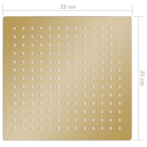 Regnbrusehoved 25x25 cm firkantet rustfrit stål guldfarvet