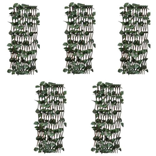 Pilehegn med espalier 5 stk. med kunstige blade 180x60 cm