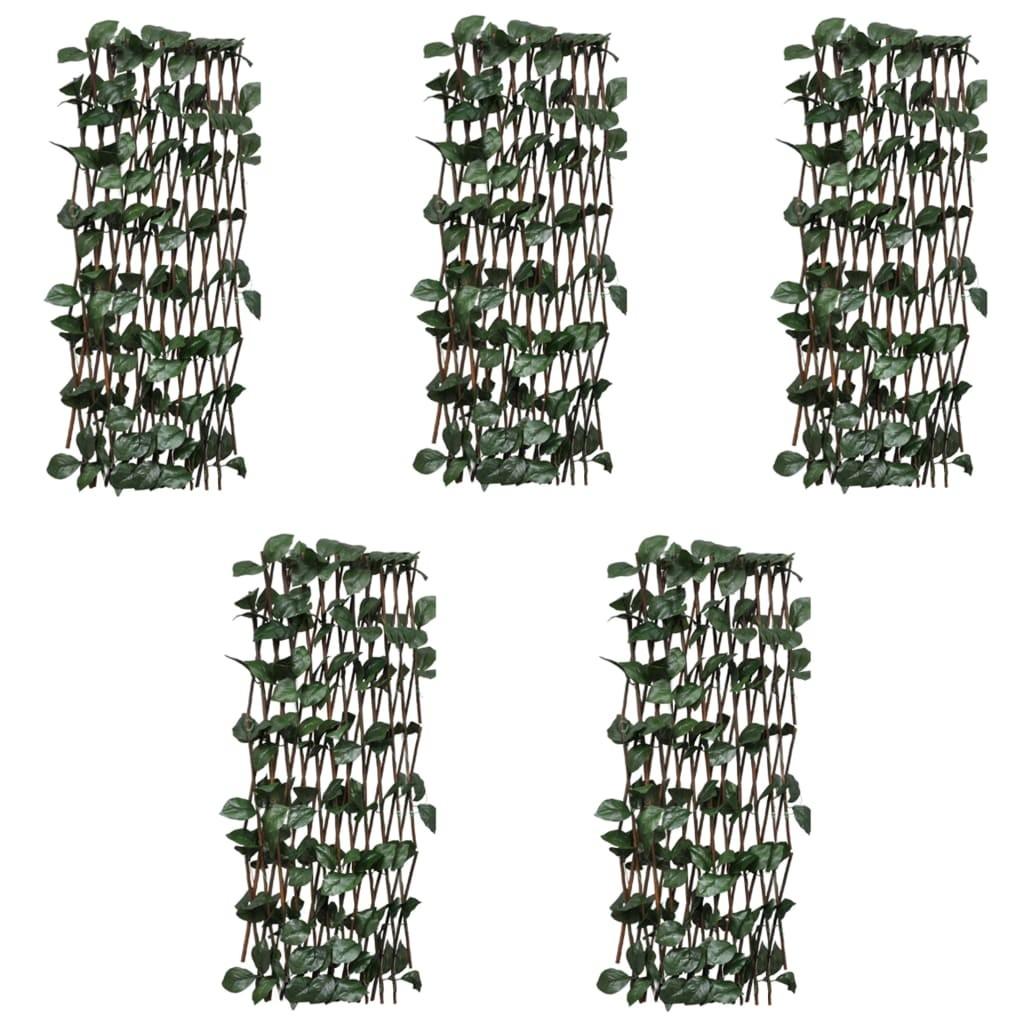 Pilehegn med espalier 5 stk. med kunstige blade 180x60 cm