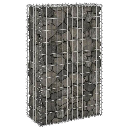 Gabionvæg med dæksler 60x30x100 cm galvaniseret stål
