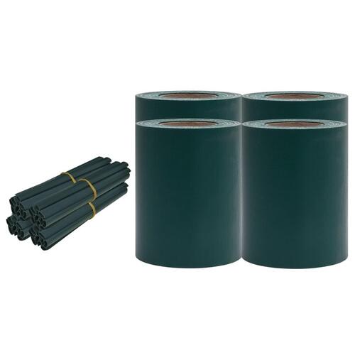Haveskærm 35x0,19 m 4 stk. PVC mat grøn