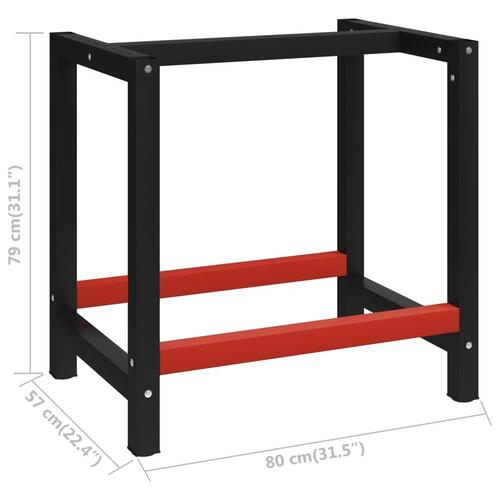 Stel til arbejdsbænk 80x57x79 cm metal sort og rød