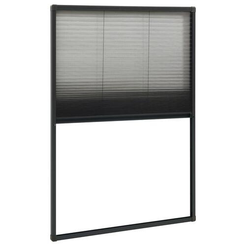 Plisseret insektnet til vinduer 80x160 cm aluminium antracitgrå