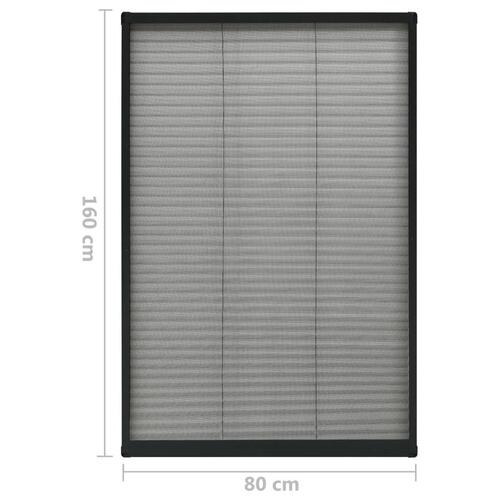 Plisseret insektnet til vinduer 80x160 cm aluminium antracitgrå
