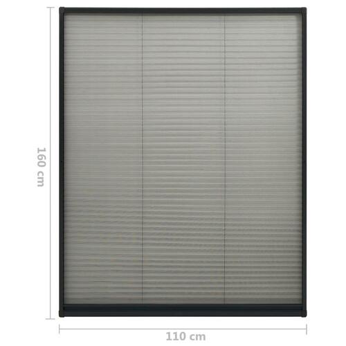 Plisseret insektnet til vinduer 110x160 cm aluminium antracit