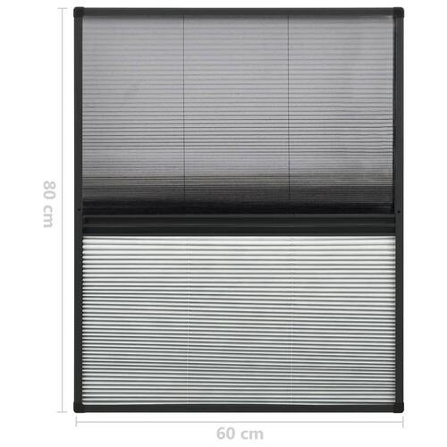 Plisseret insektnet til vinduer aluminium 60x80 cm med skygge