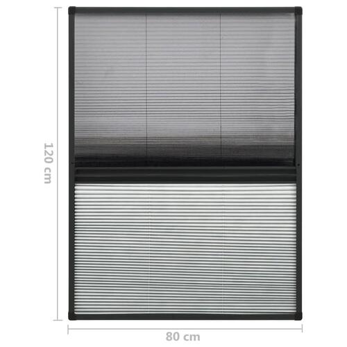 Plisseret insektnet til vinduer 80x120 cm afskygning aluminium