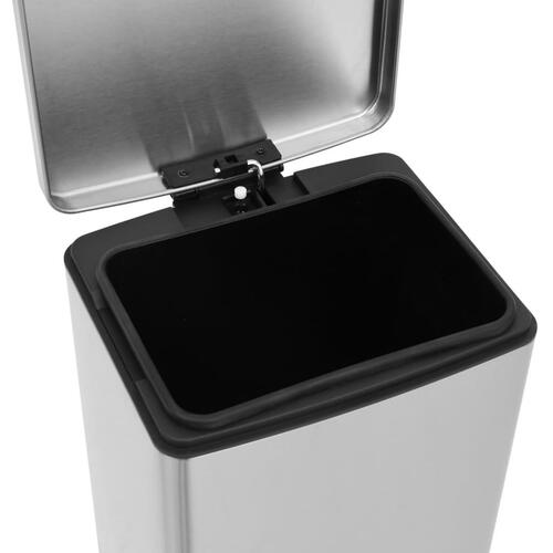 Pedalspand fingeraftryksafvisende 30 l rustfrit stål sølv