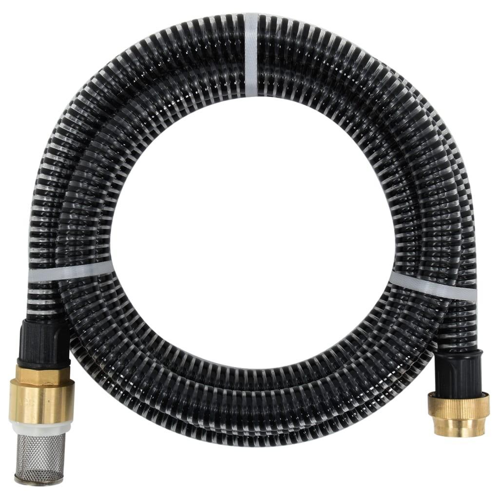 Sugeslange med messingkoblinger 1,1" 3 m PVC sort