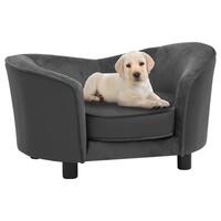 Hundesofa 69x49x40 cm plys og kunstlæder mørkegrå