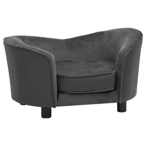 Hundesofa 69x49x40 cm plys og kunstlæder mørkegrå