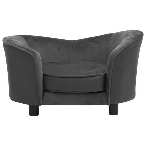 Hundesofa 69x49x40 cm plys og kunstlæder mørkegrå