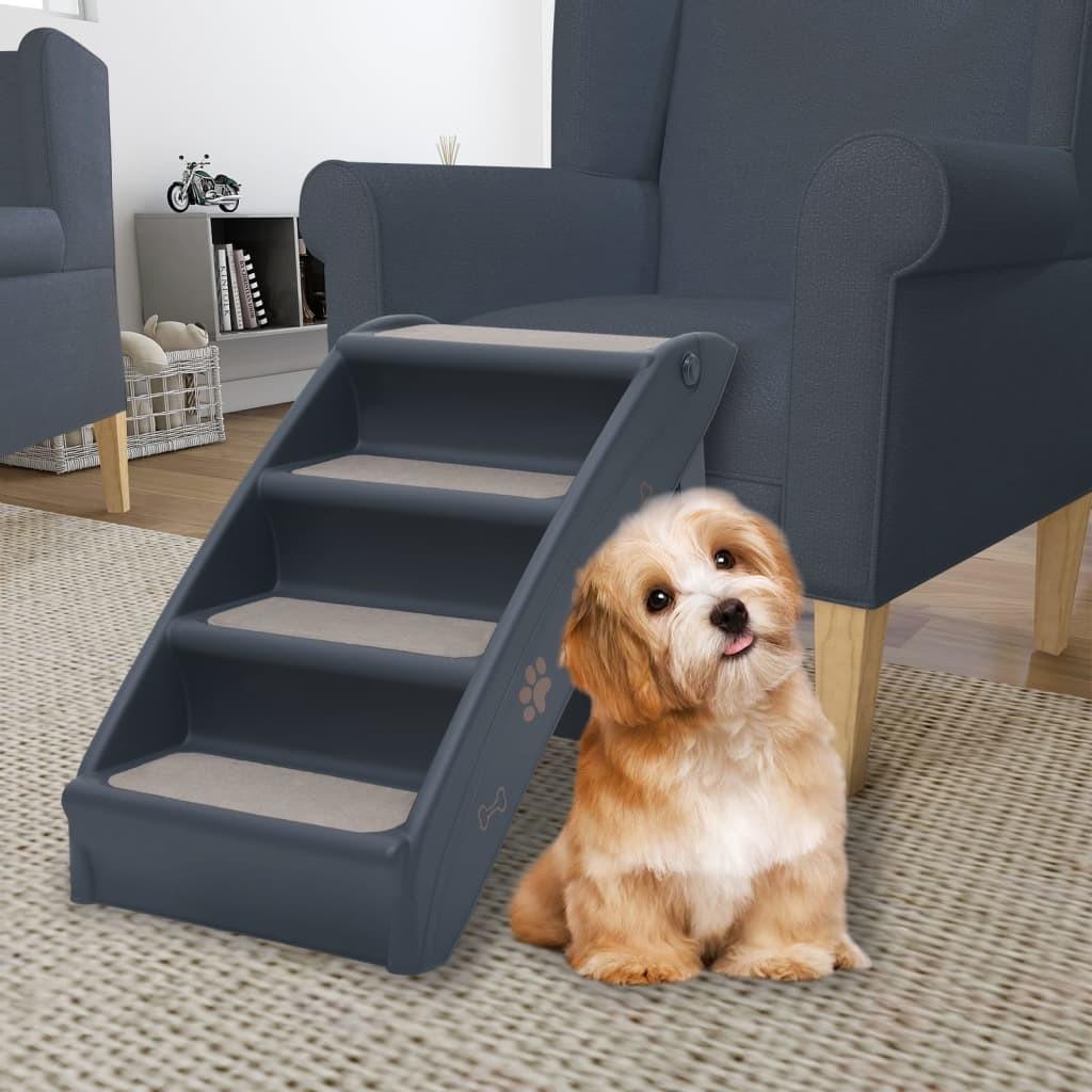 Foldbar hundetrappe 4 trin mørkegrå