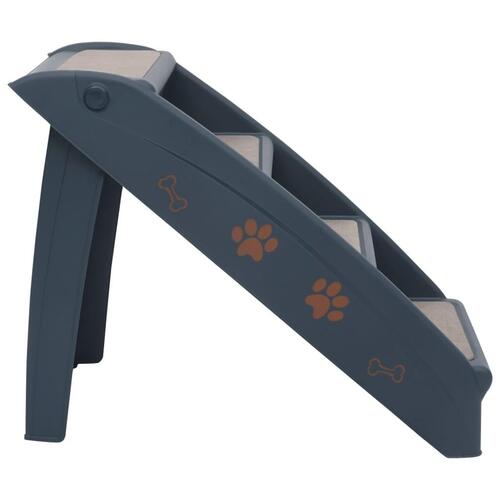 Foldbar hundetrappe 4 trin mørkegrå