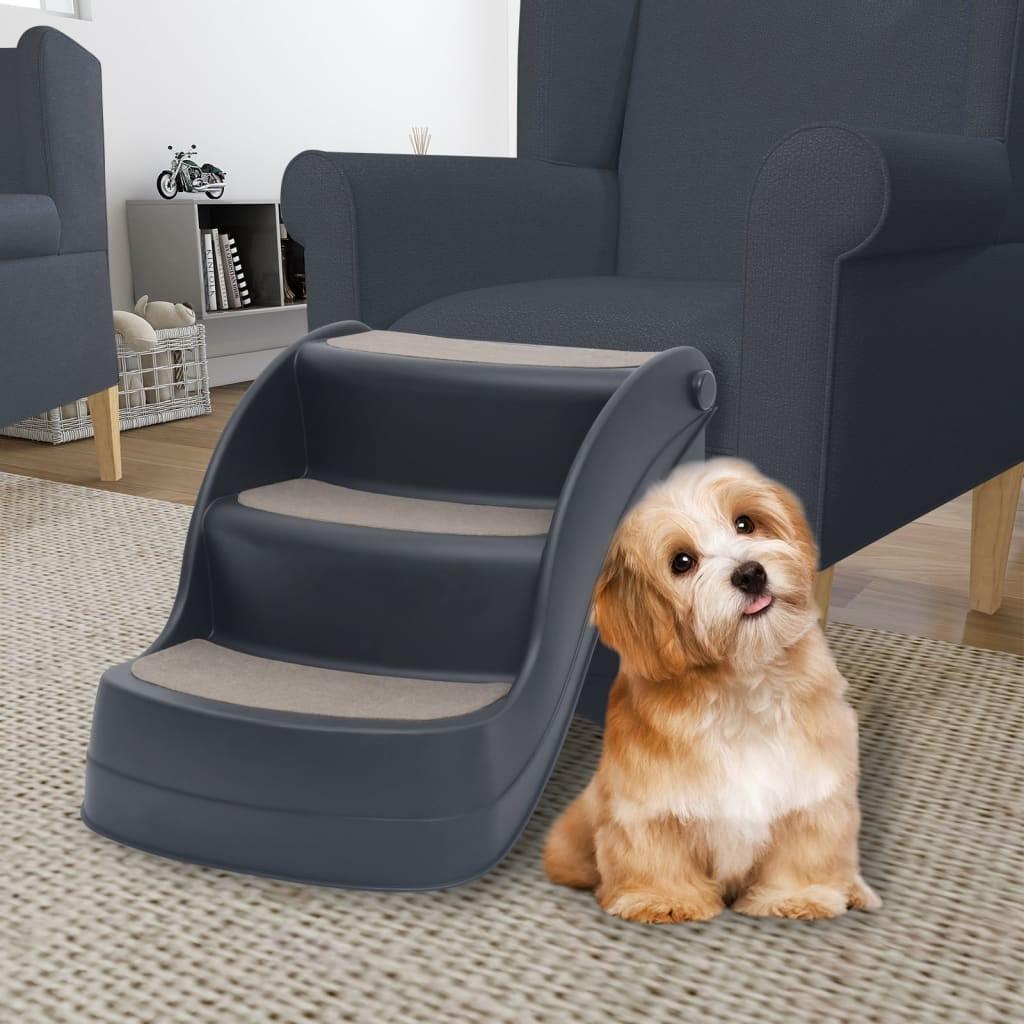 Foldbar hundetrappe 3 trin mørkegrå