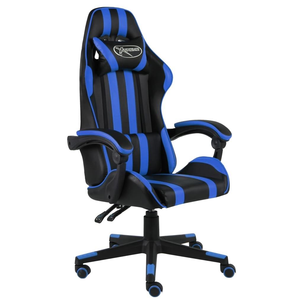 Gamerstol kunstlæder sort og blå