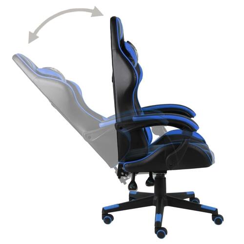 Gamerstol kunstlæder sort og blå