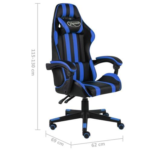 Gamerstol kunstlæder sort og blå