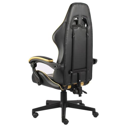 Gamerstol kunstlæder sort og guldfarvet