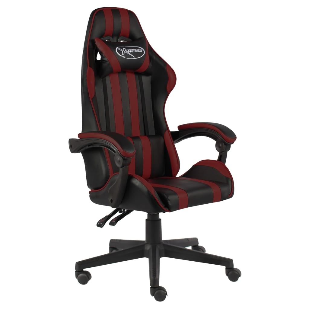 Gamerstol kunstlæder sort og vinrød