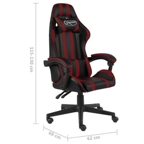 Gamerstol kunstlæder sort og vinrød