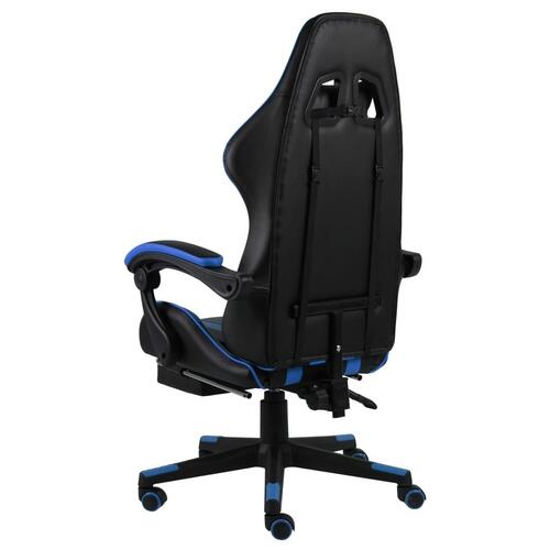 Gamerstol med fodstøtte kunstlæder sort og blå