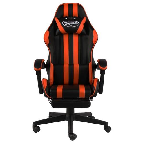 Gamerstol med fodstøtte kunstlæder sort og orange