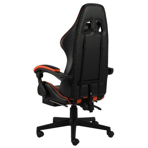 Gamerstol med fodstøtte kunstlæder sort og orange