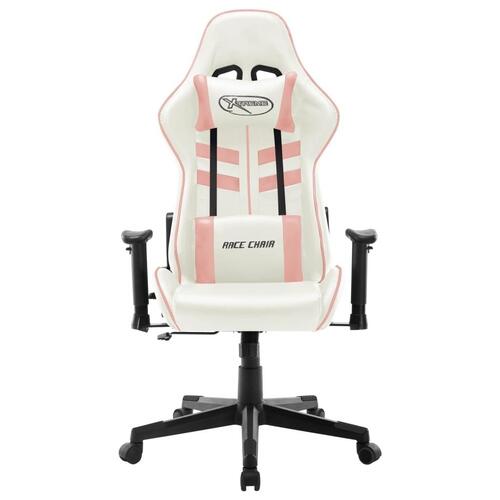 Gamingstol kunstlæder hvid og pink