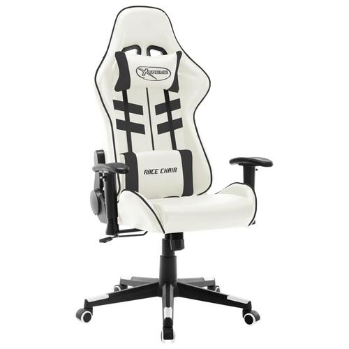 Gamingstol kunstlæder hvid og sort